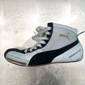 Size 8 White and Black Puma boxing, wrestling, gym shoes.